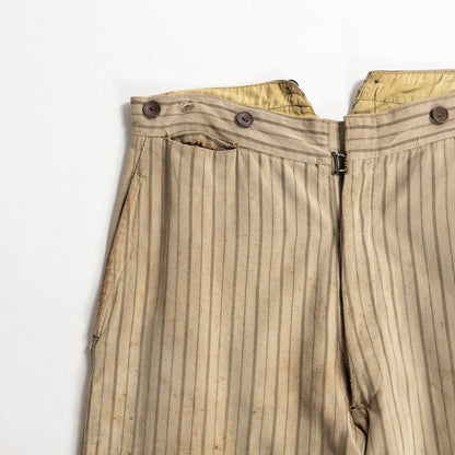 1920-40s "French Vintage" Light Brown Stripe Patch Work Trousers