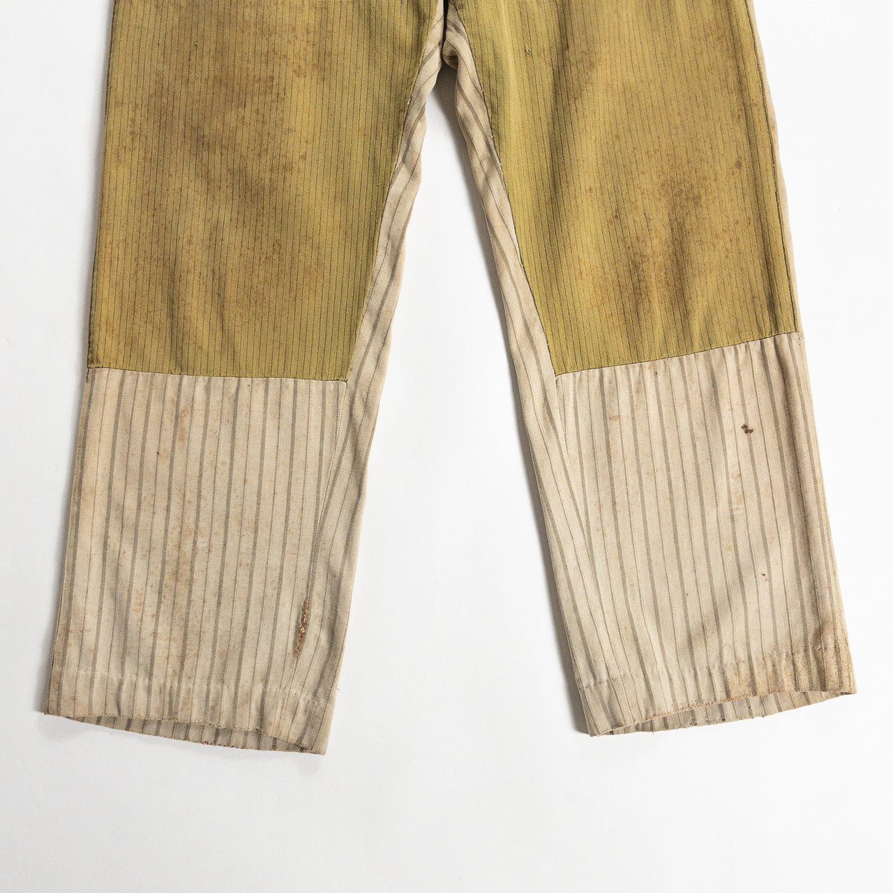 1920-40s "French Vintage" Light Brown Stripe Patch Work Trousers
