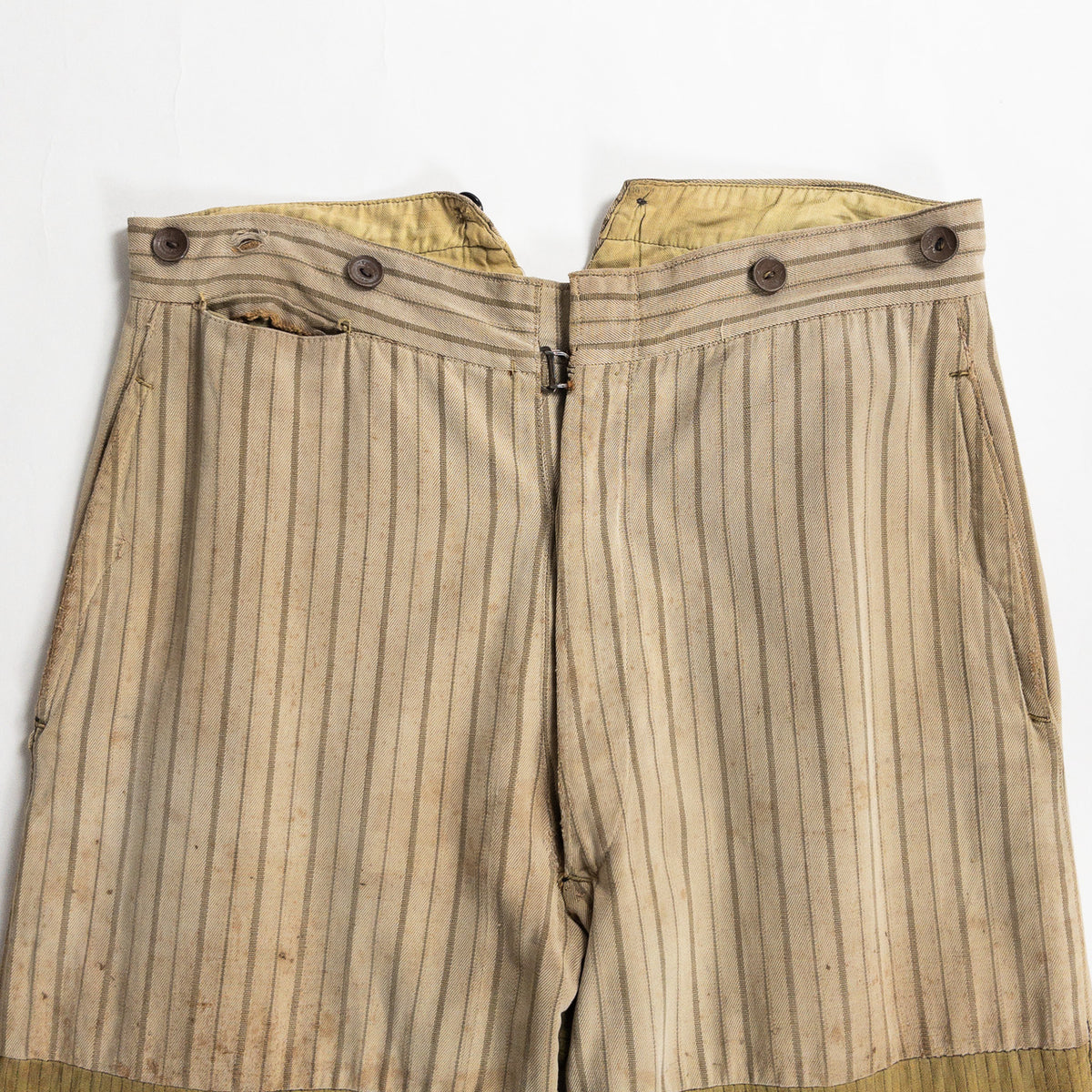 1920-40s "French Vintage" Light Brown Stripe Patch Work Trousers