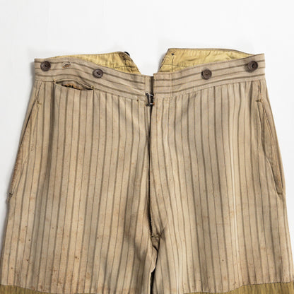 1920-40s "French Vintage" Light Brown Stripe Patch Work Trousers