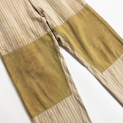 1920-40s "French Vintage" Light Brown Stripe Patch Work Trousers
