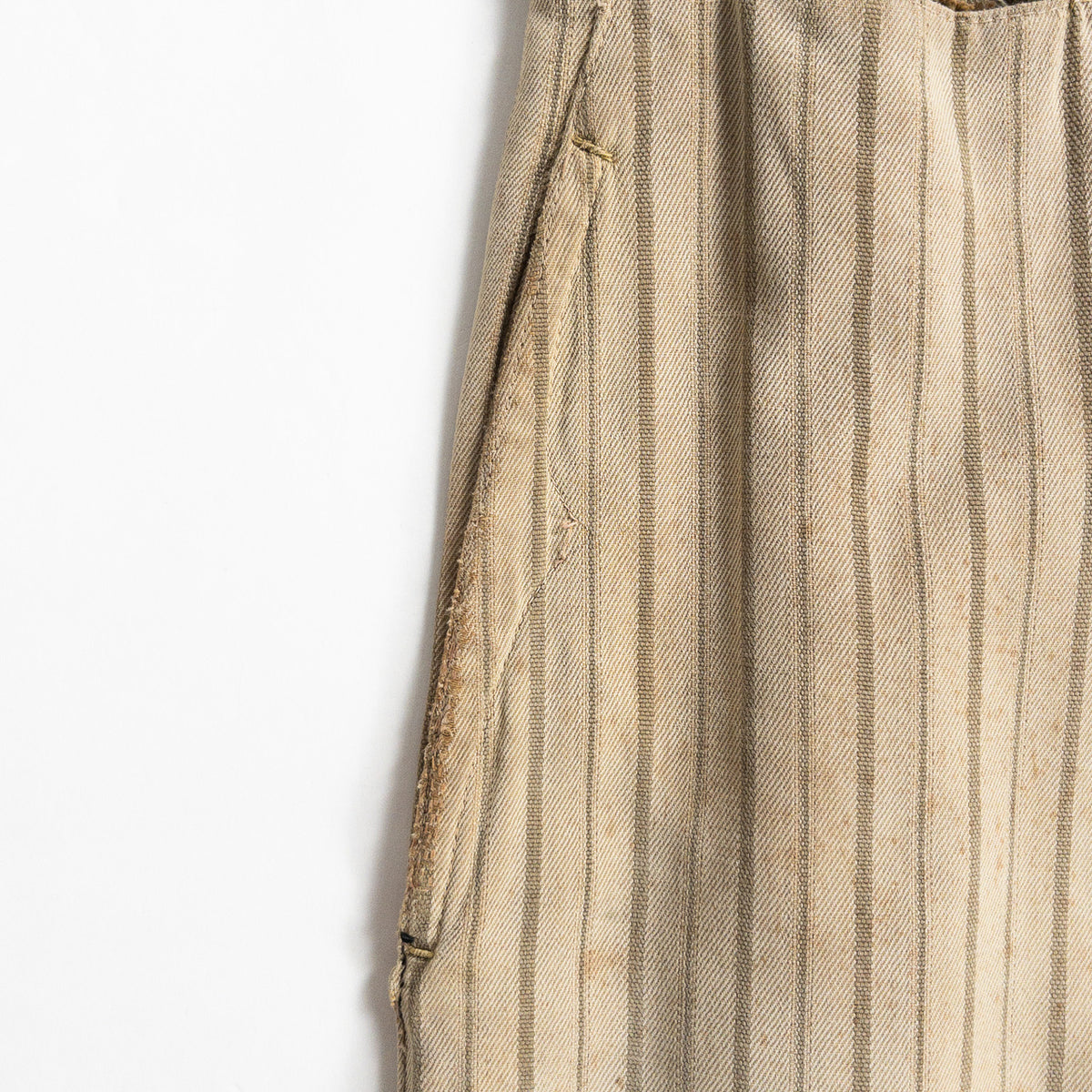 1920-40s "French Vintage" Light Brown Stripe Patch Work Trousers