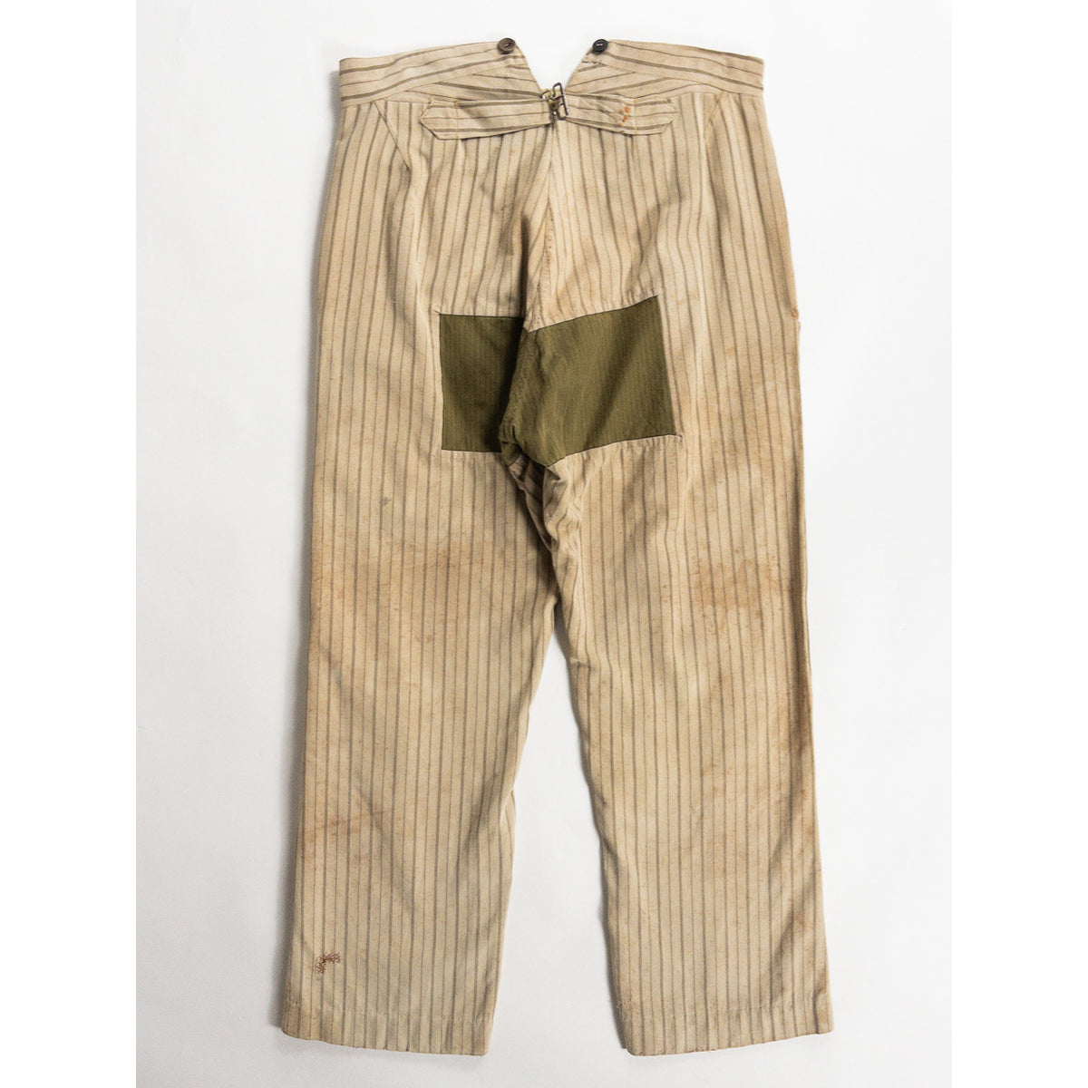 1920-40s "French Vintage" Light Brown Stripe Patch Work Trousers