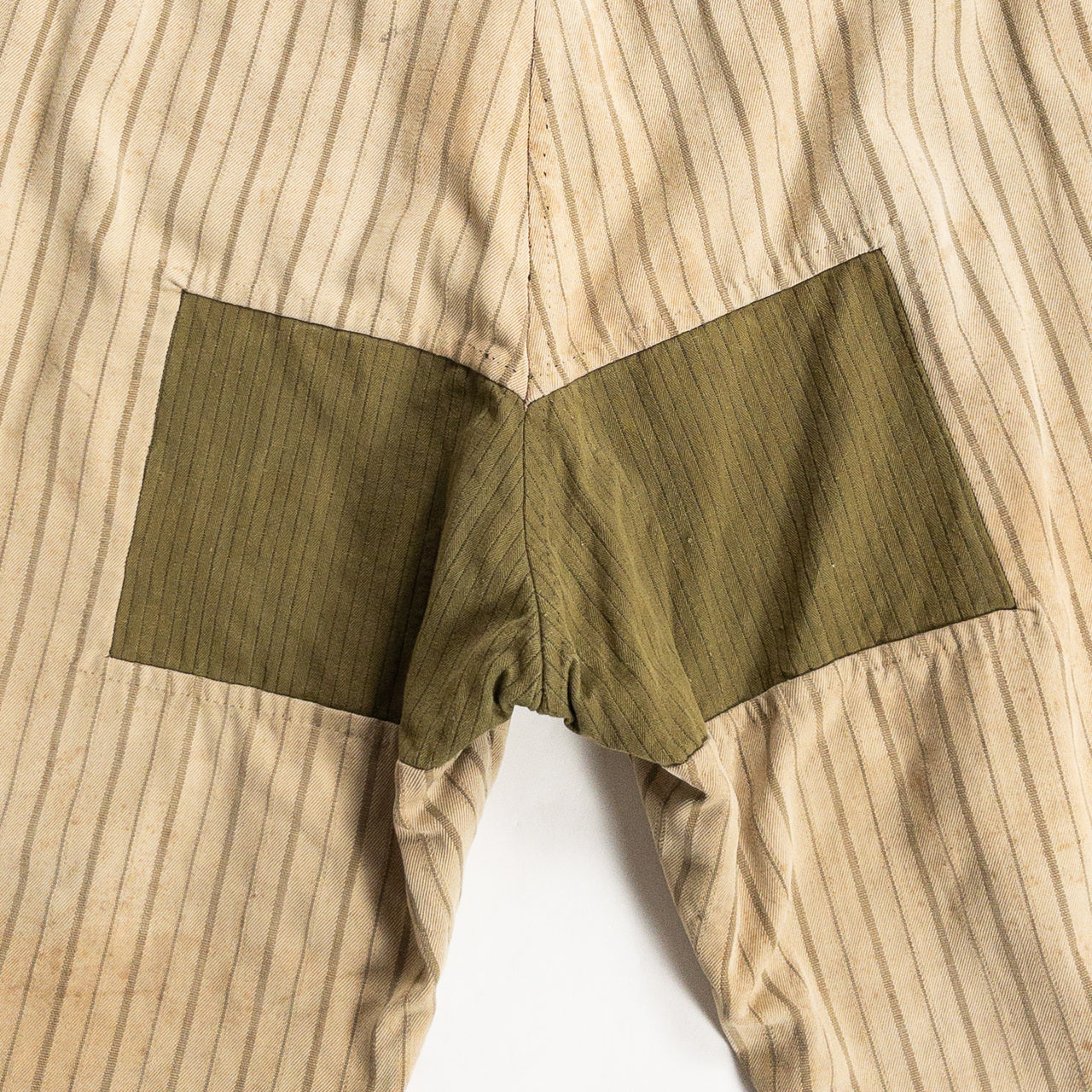 1920-40s "French Vintage" Light Brown Stripe Patch Work Trousers