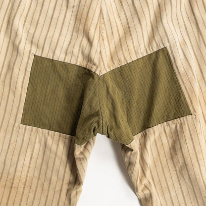 1920-40s "French Vintage" Light Brown Stripe Patch Work Trousers