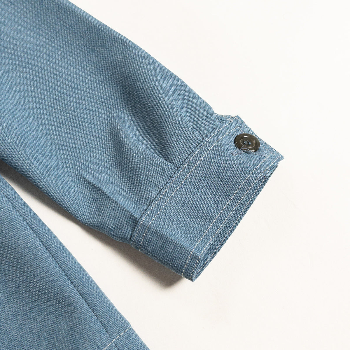 1970s "Euro Vintage" Smoke Blue Polyester Long Point Collar Shirt Jacket