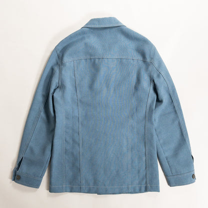1970s "Euro Vintage" Smoke Blue Polyester Long Point Collar Shirt Jacket