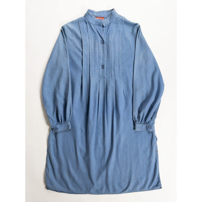 1970s "French Vintage" Blue Silk Grandpa Work Shirt
