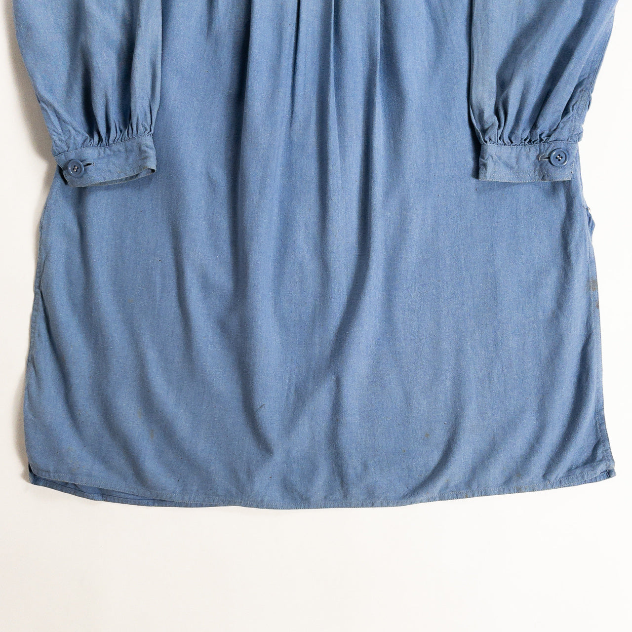 1970s "French Vintage" Blue Silk Grandpa Work Shirt