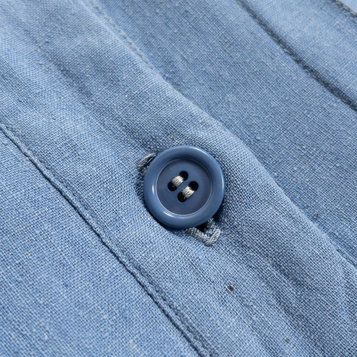 1970s "French Vintage" Blue Silk Grandpa Work Shirt