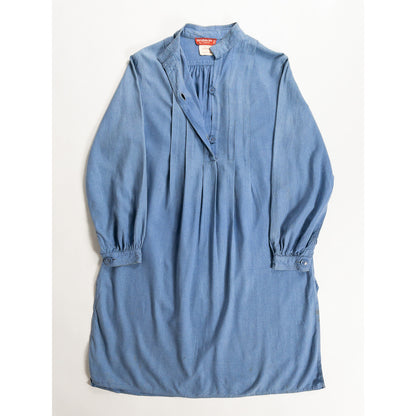 1970s "French Vintage" Blue Silk Grandpa Work Shirt