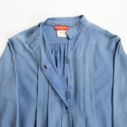1970s "French Vintage" Blue Silk Grandpa Work Shirt
