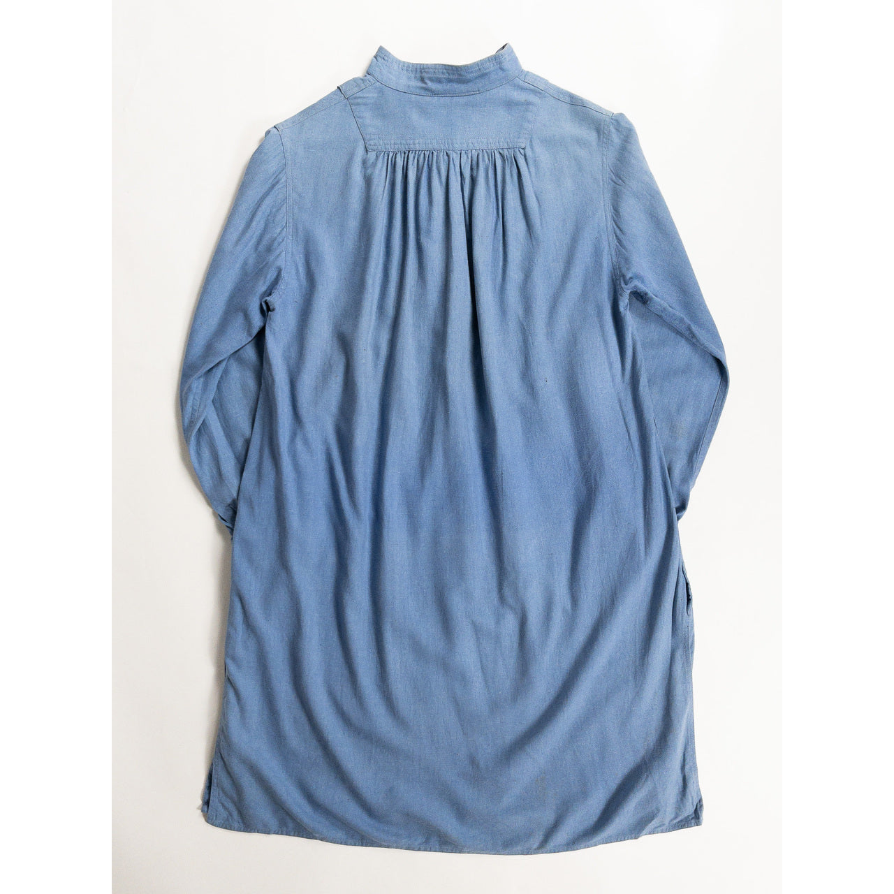 1970s "French Vintage" Blue Silk Grandpa Work Shirt