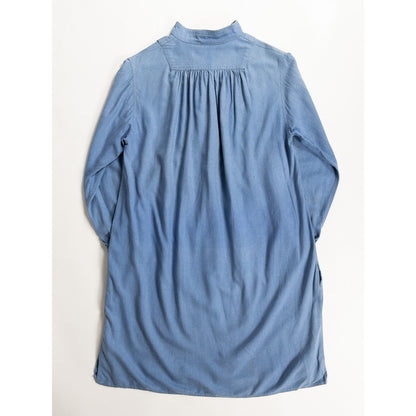 1970s "French Vintage" Blue Silk Grandpa Work Shirt