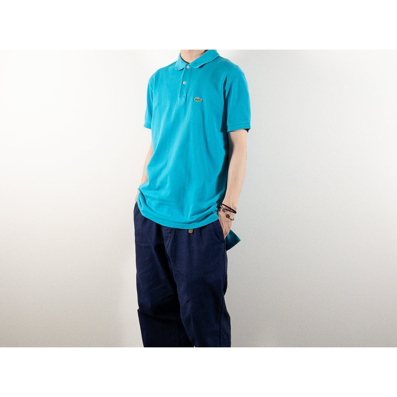 1980-90s "IZOD LACOSTE" Sky Blue Cotton S/S Polo Shirt, Size L