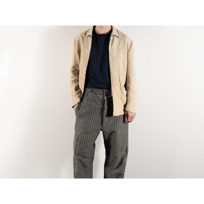 1950s "DOLMEN" French Brown Moleskin Cyclist Work Jacket