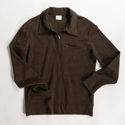 1980s-90s "French Vintage" Brown Acrylic Full Open Knit Jacket