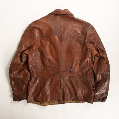 1930-40s "Hagglunds" Swedish Goatskin Red Brown Sport Work Jacket