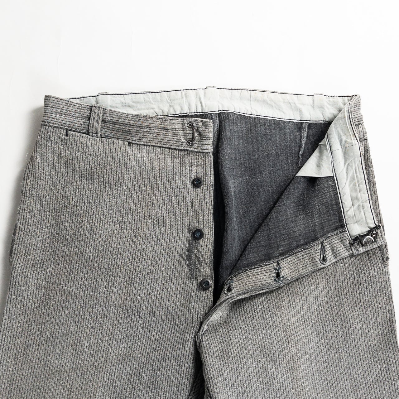 1950-60s "Le Mont St Michel" French Gray Cotton Pique Work Trousers