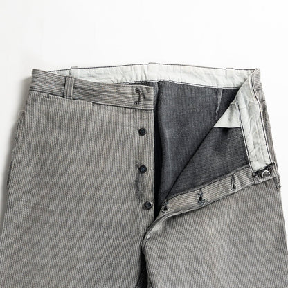 1950-60s "Le Mont St Michel" French Gray Cotton Pique Work Trousers