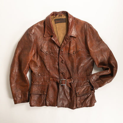 1930-40s "Hagglunds" Swedish Goatskin Red Brown Sport Work Jacket