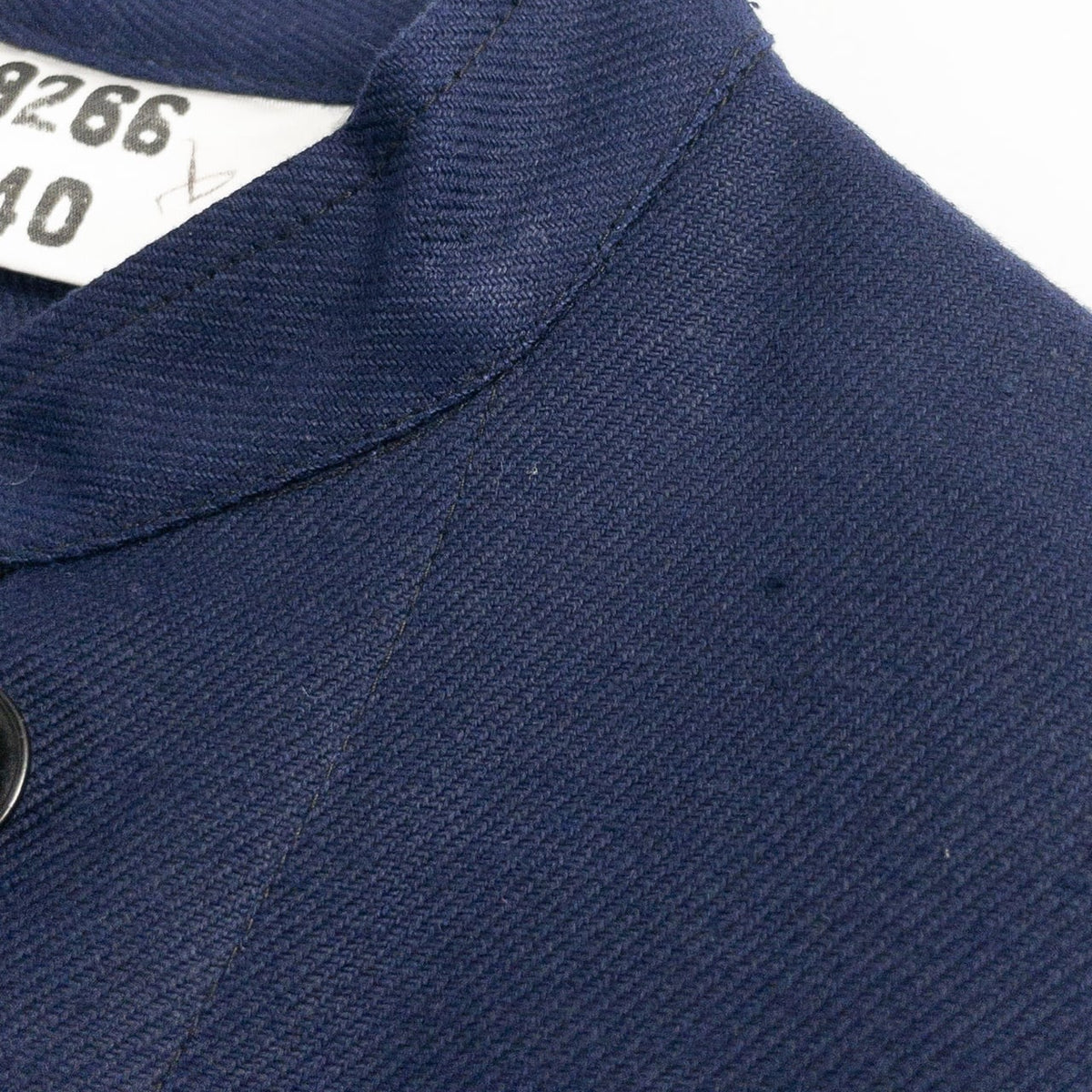 1960s "French Vintage" Blue Cotton Twill Mechanic Double Breasted Work Jacket, Dead Stock