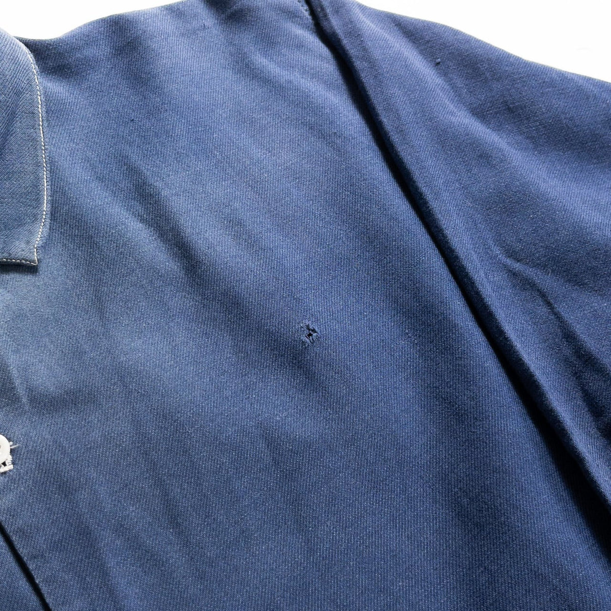 1940s "French Vintage" Faded Blue Cotton Twill Grandpa Work Shirt
