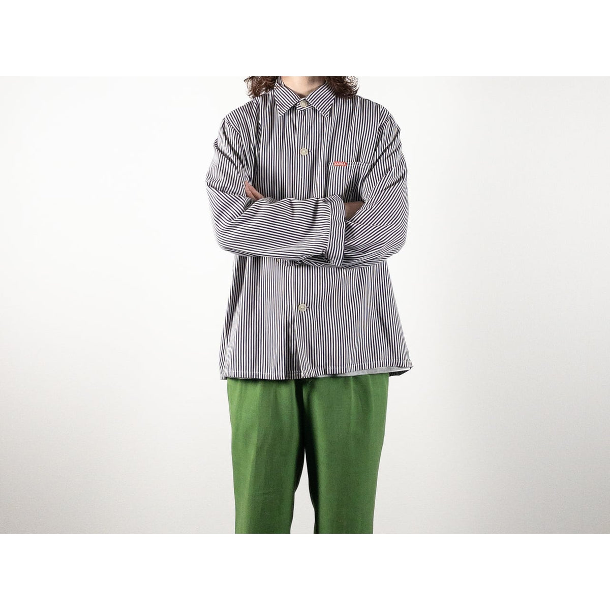 1970s German Vintage Cotton Stripe Work Jacket