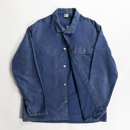 1960-70s "French Vintage" Faded Blue Moleskin Work Jacket