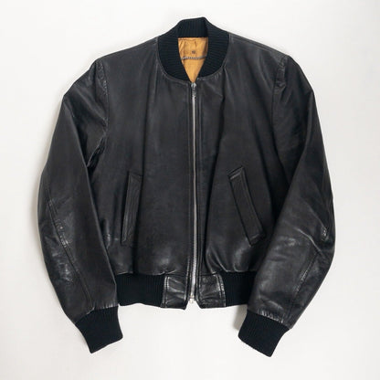 1970s-80s "French Vintage" Light Black Leather Jacket