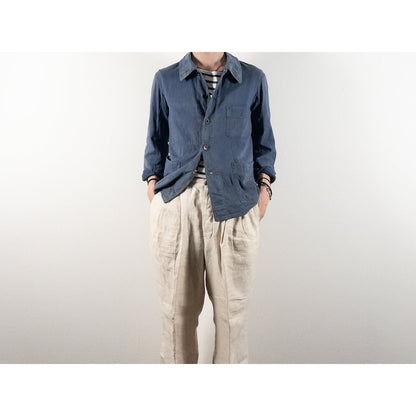 1930-40s "EXCELSIOR" French Faded Blue Cotton Twill Work Jacket with Papier-Mache Bottons
