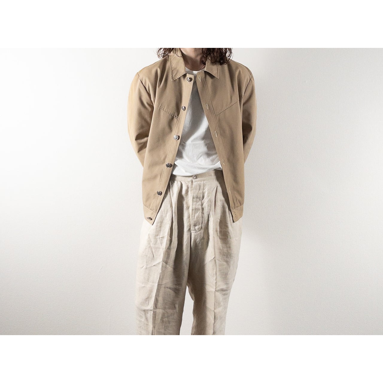 1980s "PIGEN VOYAGEUR" Beige Cotton Poly Sport Jacket