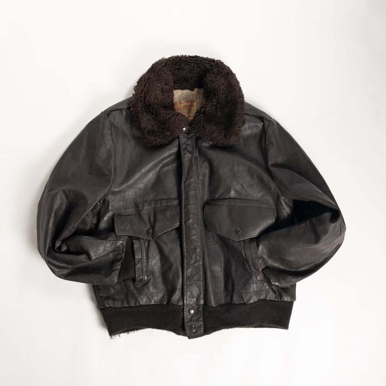 1970-80s "Made in USA" Brown Leather Boa Jacket