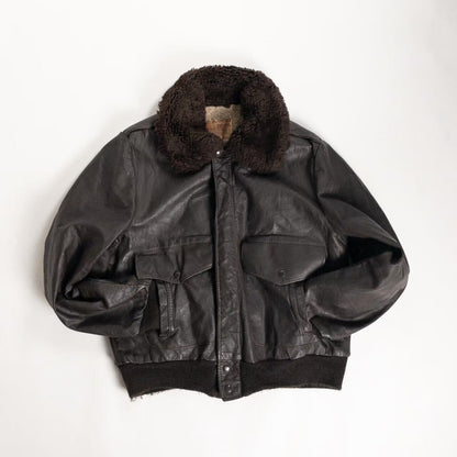 1970-80s "Made in USA" Brown Leather Boa Jacket