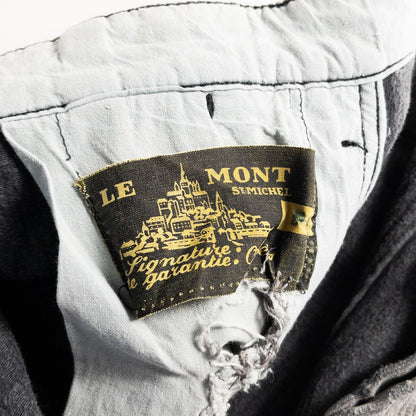1950-60s "Le Mont St Michel" French Gray Cotton Pique Work Trousers