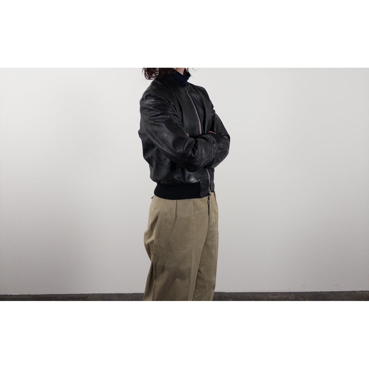 1970s-80s "French Vintage" Light Black Leather Jacket