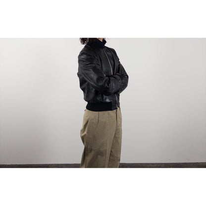 1970s-80s "French Vintage" Light Black Leather Jacket