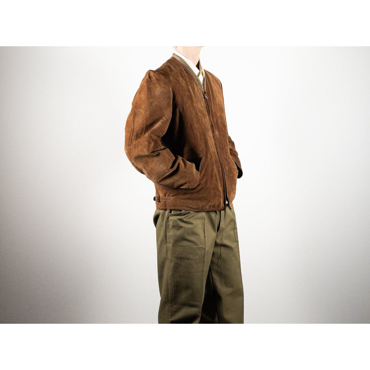 1950s "Swedish Vintage" Brown Goatskin Suede Sport Jacket