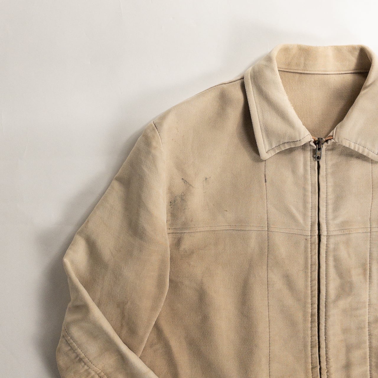 1950s "DOLMEN" French Brown Moleskin Cyclist Work Jacket
