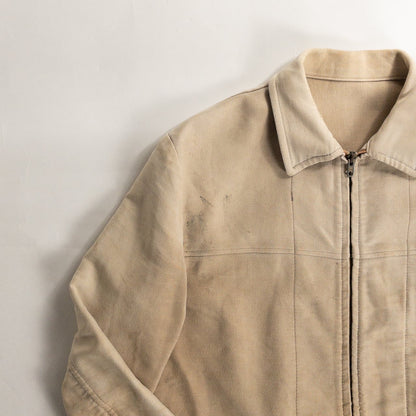 1950s "DOLMEN" French Brown Moleskin Cyclist Work Jacket