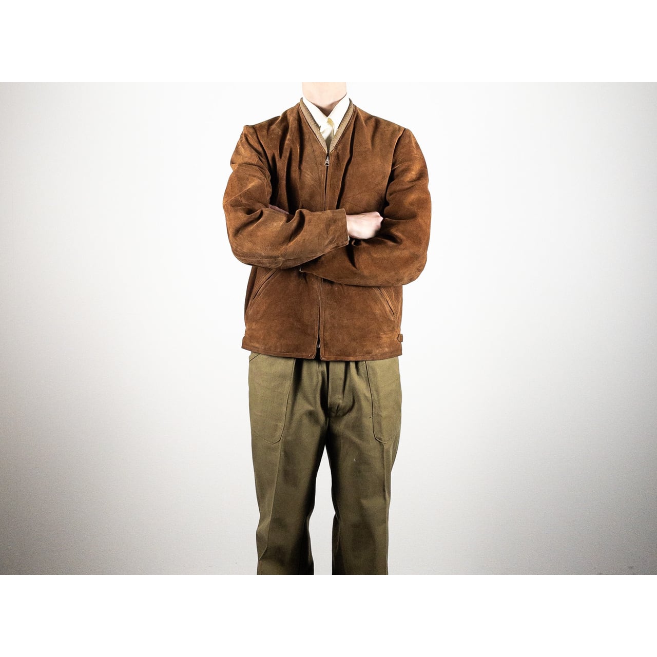 1950s "Swedish Vintage" Brown Goatskin Suede Sport Jacket