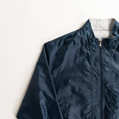 1990s "Euro Vintage" Steel Blue Nylon Zip-Up Blouson Jacket
