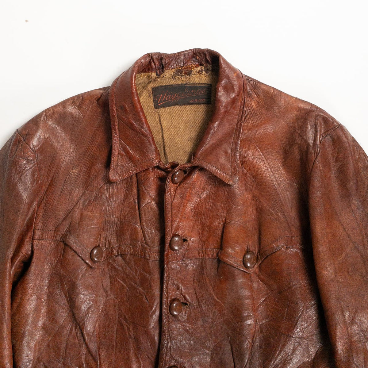 1930-40s "Hagglunds" Swedish Goatskin Red Brown Sport Work Jacket