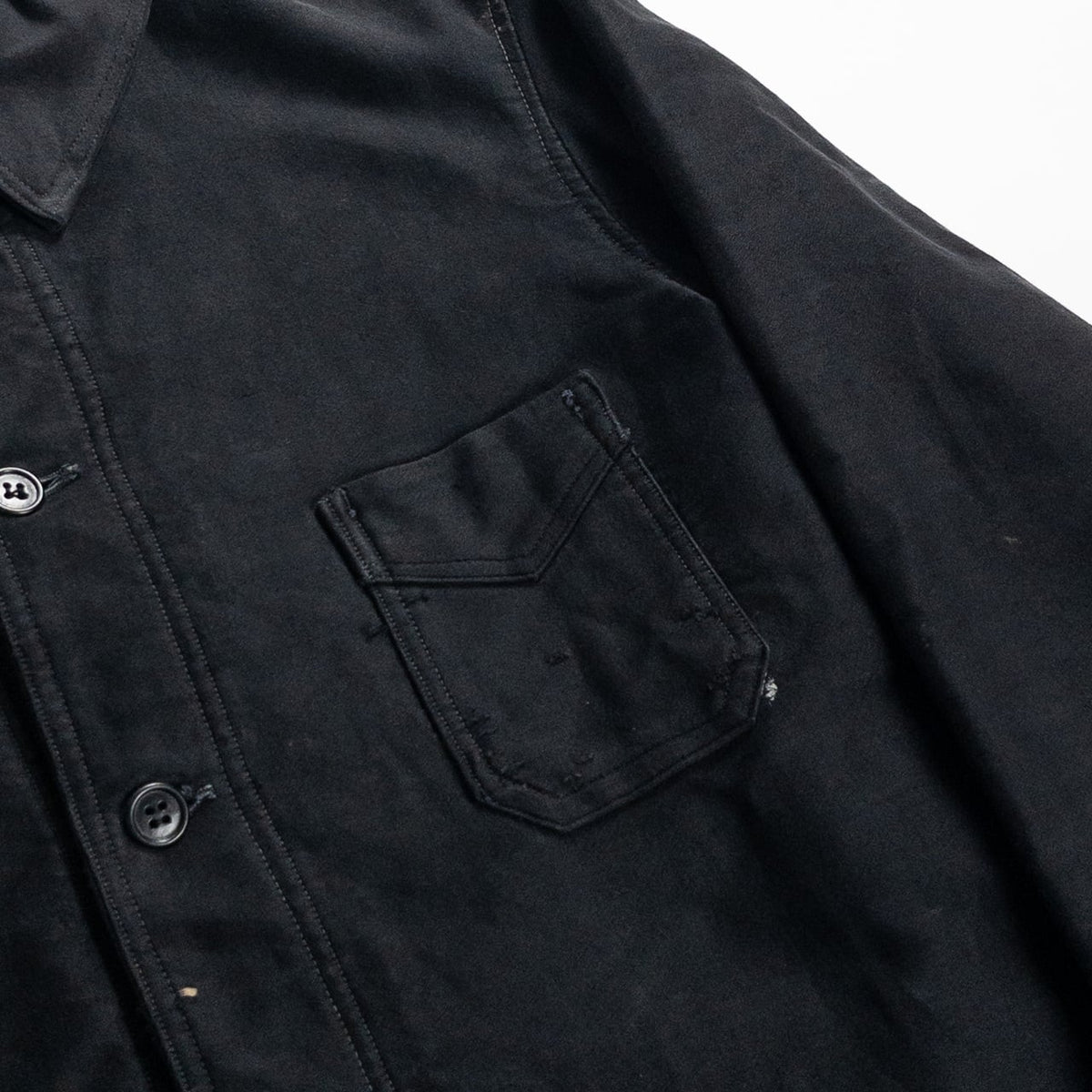 1940s "COMBET" French Black Moleskin Work Jacket with V Pockets