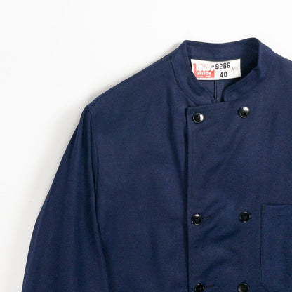 1960s "French Vintage" Blue Cotton Twill Mechanic Double Breasted Work Jacket, Dead Stock
