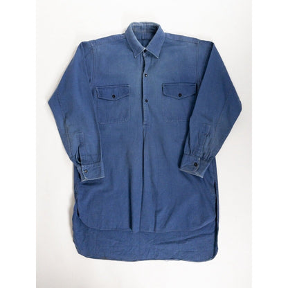 1940-50s "French Vintage" Blue Cotton Twill Work Shirt