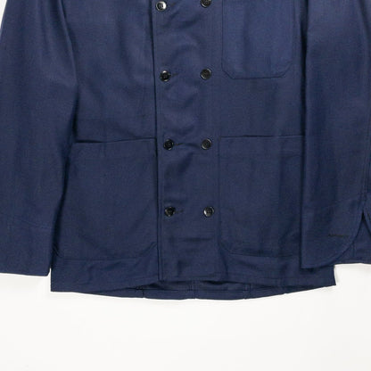 1960s "French Vintage" Blue Cotton Twill Mechanic Double Breasted Work Jacket, Dead Stock