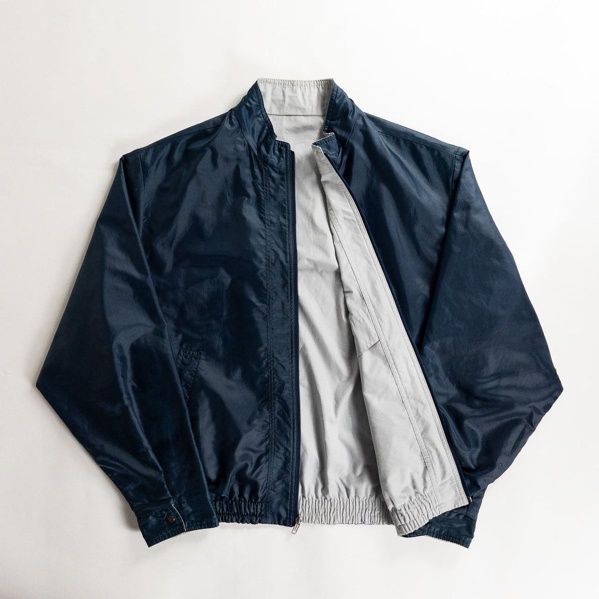1990s "Euro Vintage" Steel Blue Nylon Zip-Up Blouson Jacket