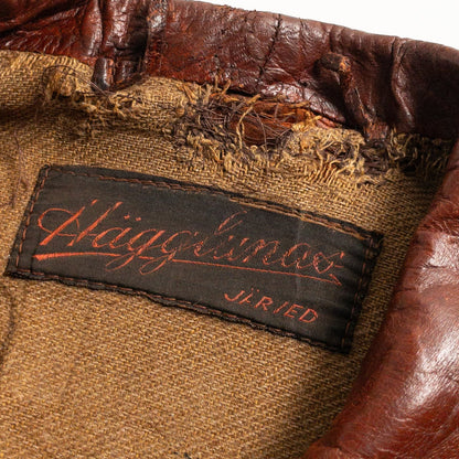 1930-40s "Hagglunds" Swedish Goatskin Red Brown Sport Work Jacket