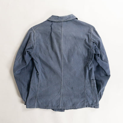 1930-40s "EXCELSIOR" French Faded Blue Cotton Twill Work Jacket with Papier-Mache Bottons
